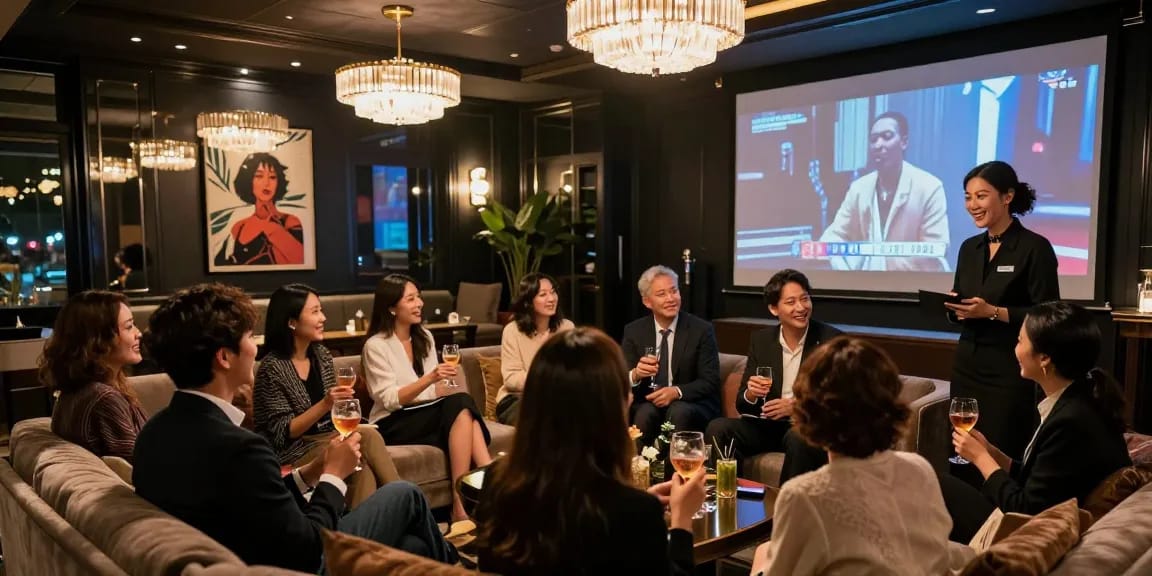 강남구구단의 고급스러운 분위기에서 고객들이 즐거운 시간을 보내는 모습