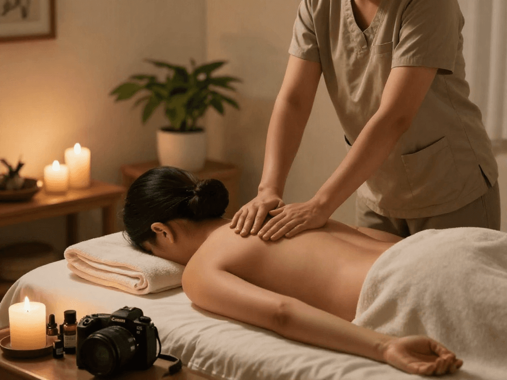Experience a calming 동작구출장마사지 session in a tranquil home environment.