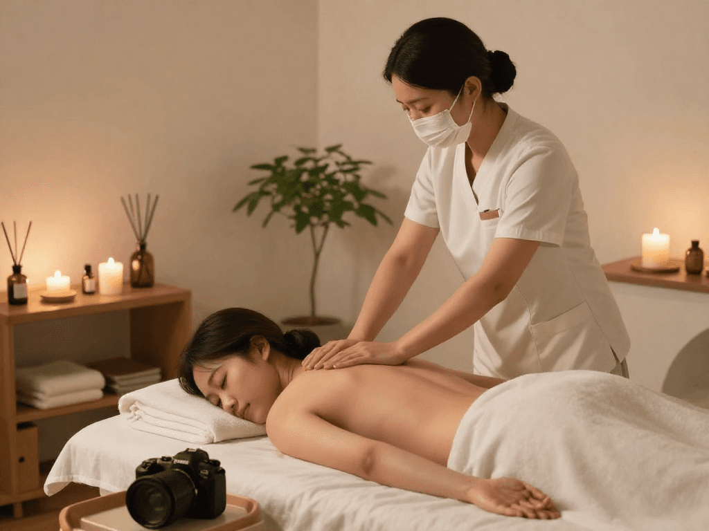 Serene 서울출장안마 service with a professional therapist providing a massage in a calming indoor space.