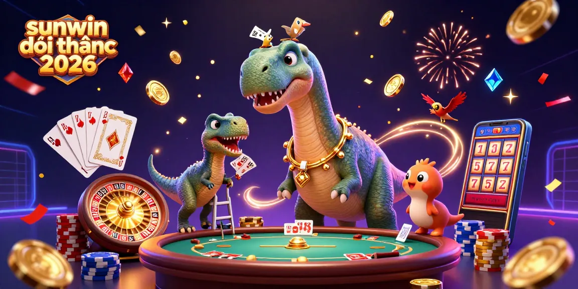 Experience excitement with sunwin đổi thưởng 2026 as a dinosaur watches poker action unfold.