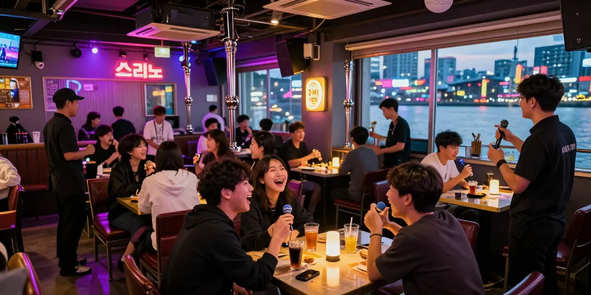 인천쓰리노에서 친구들과 노래를 부르며 즐거운 시간을 보내는 모습
