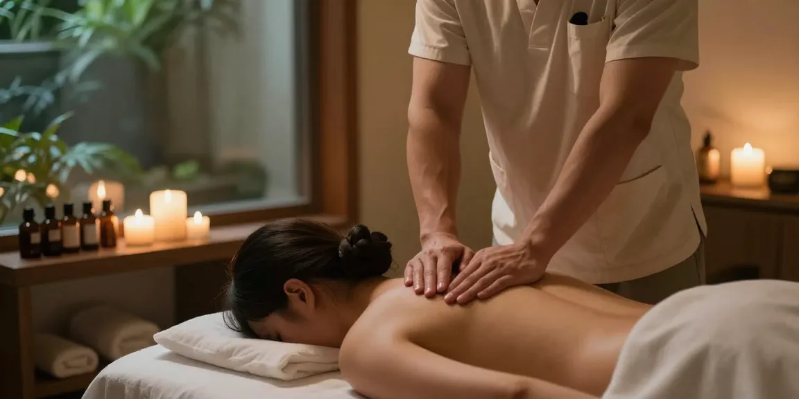 부산마사지로 편안하게 관리받는 모습과 아늑한 스파 환경