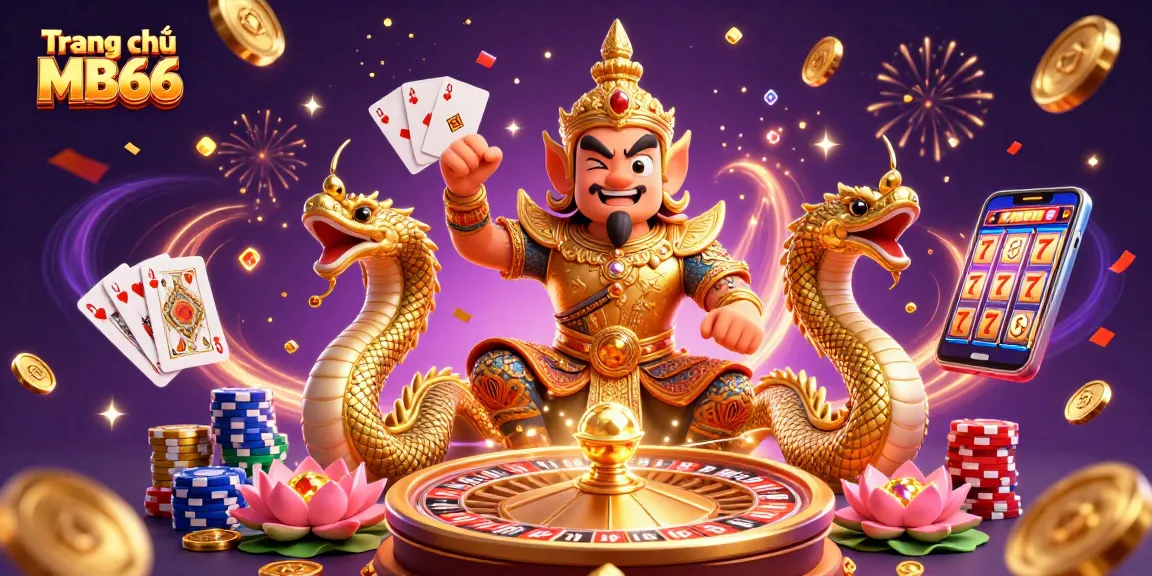 Win big at Trang chủ MB66 with an enchanting scene of fantasy characters amidst golden coins and casino games.