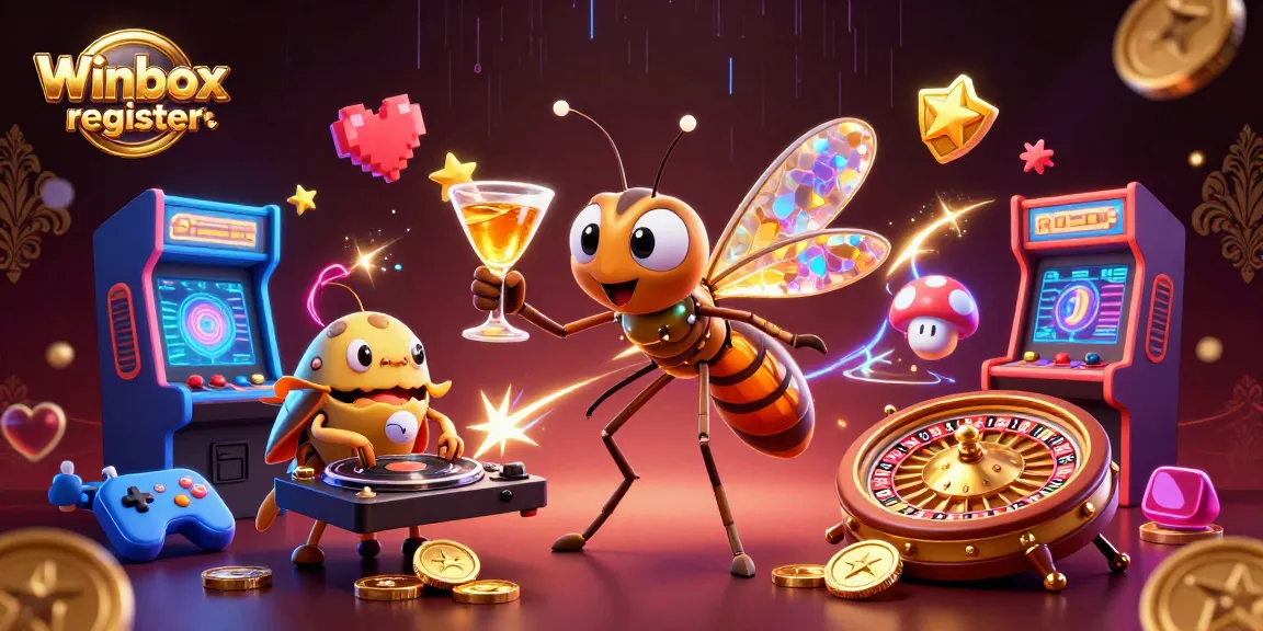 Join the excitement with Winbox register in this vibrant casino-themed illustration featuring unique characters.