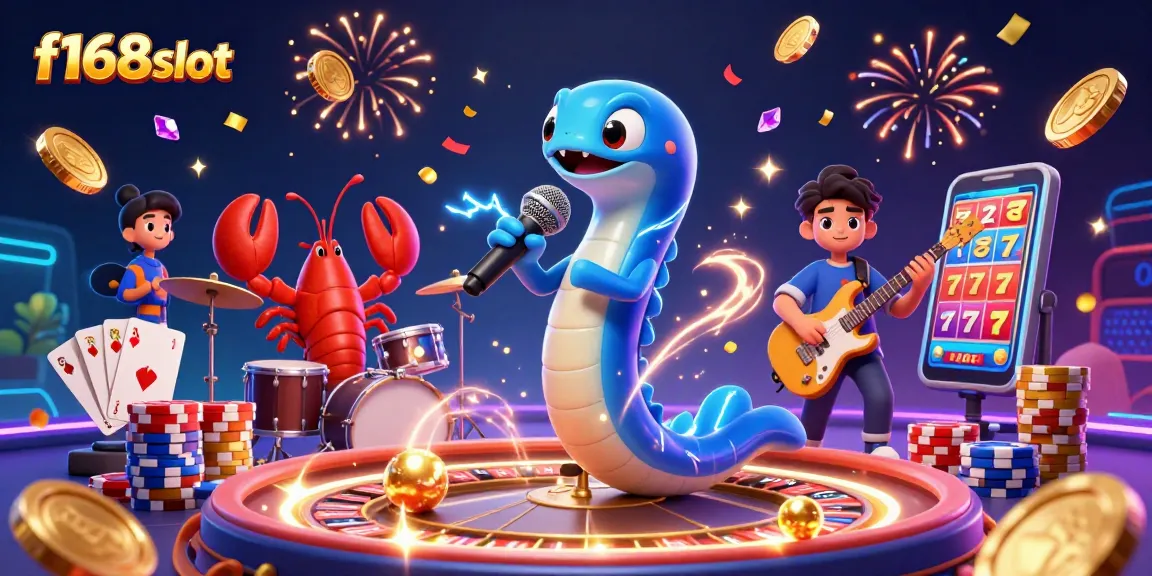 Experience winning moments with f168slot as a DJ eel performs in an underwater casino setting.