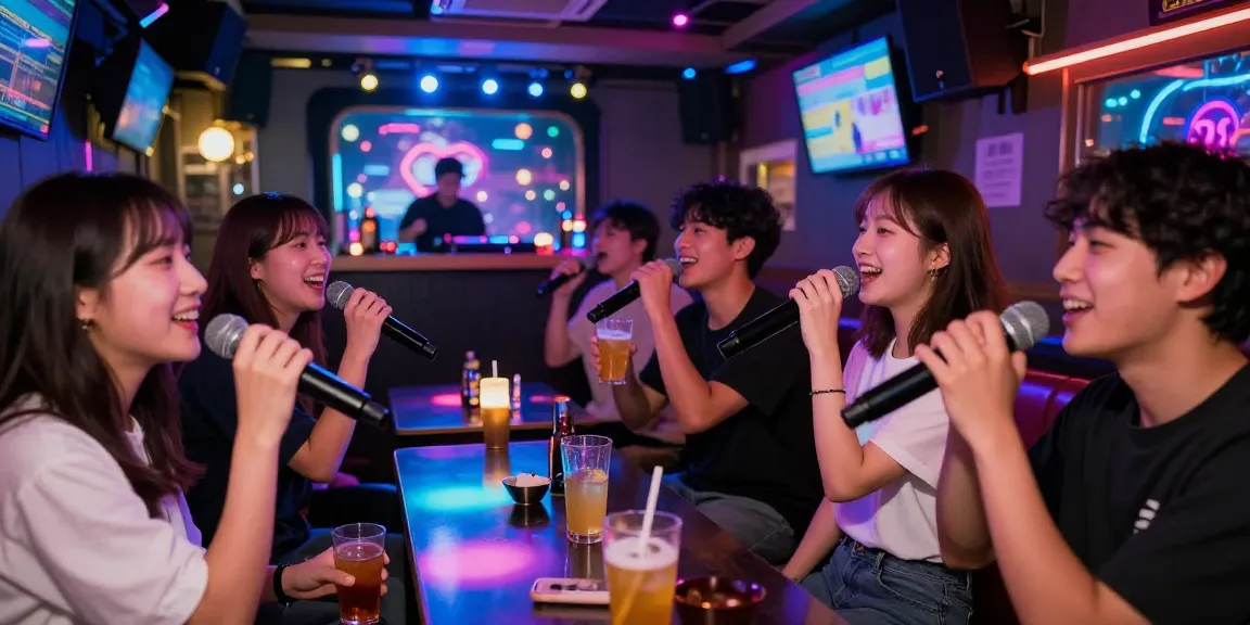 제주유흥의 아우라가 가득한 노래방에서 친구들이 즐거운 시간을 보내고 있습니다.