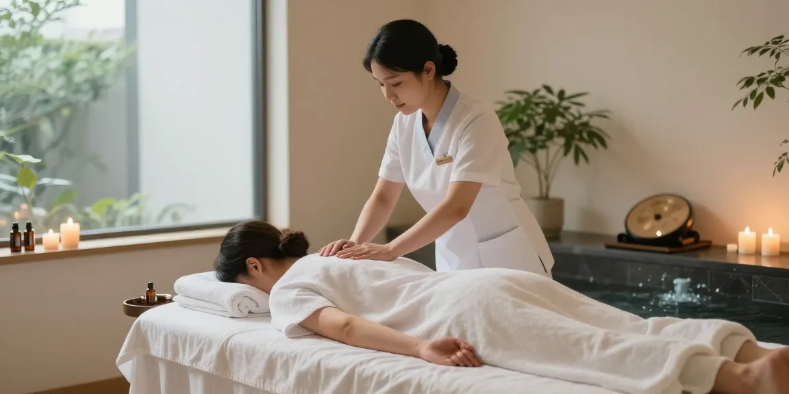 인천출장마사지로 편안한 마사지 중인 전문 마사지사와 고객의 모습, 현대적인 스파 환경.