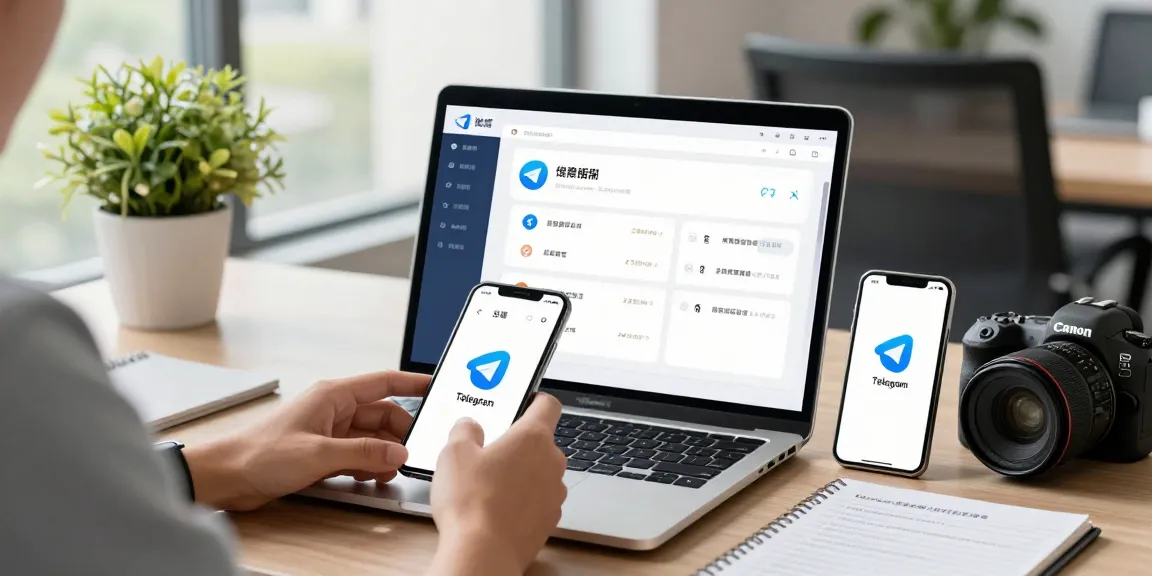 Setting up Telegram Chinese interface on desktop and smartphone in modern workspace.