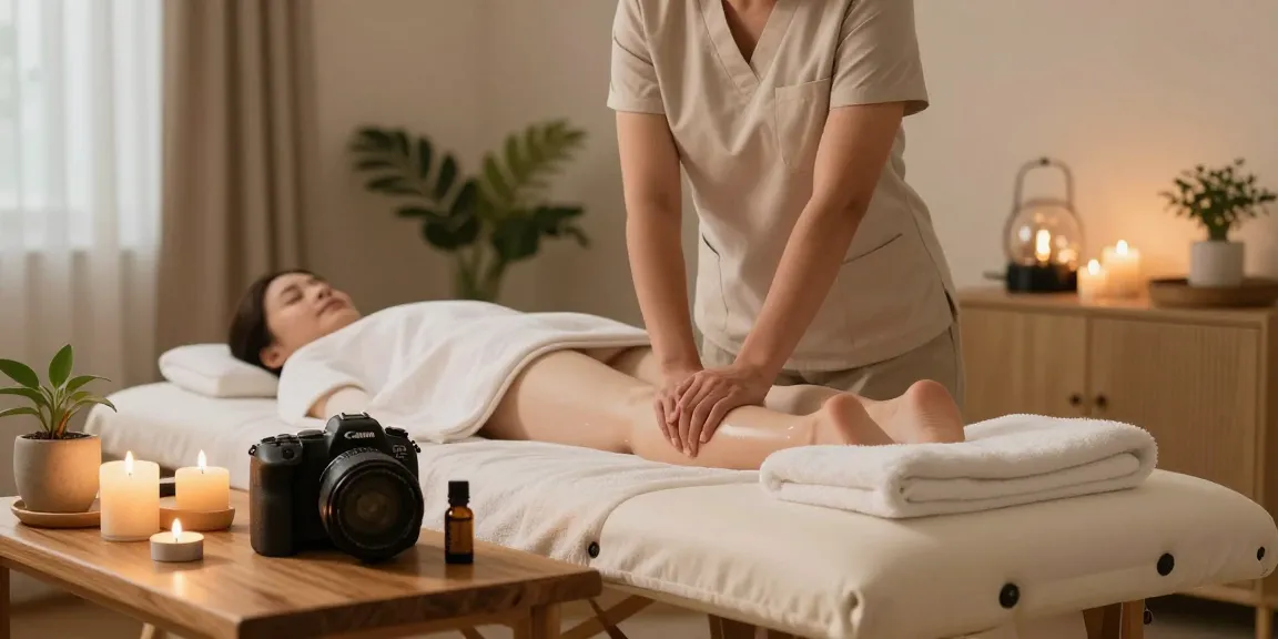 Premium 구리출장안마 service with a professional therapist preparing a calming home massage environment.