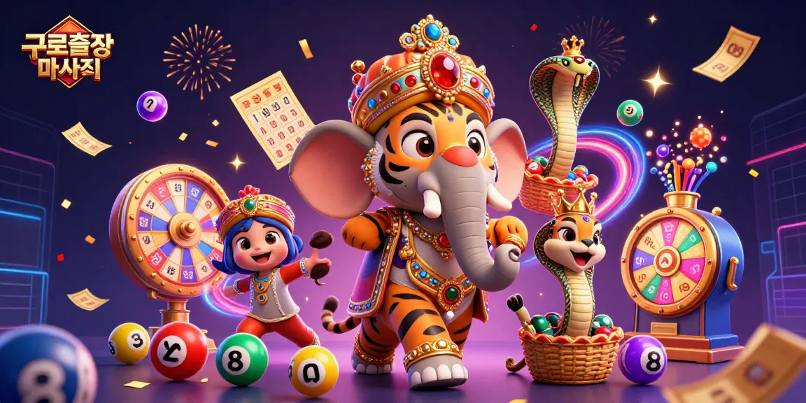 Experience the thrill of 구로출장마사지 with vibrant lottery elements and lively characters in a dynamic casino scene.